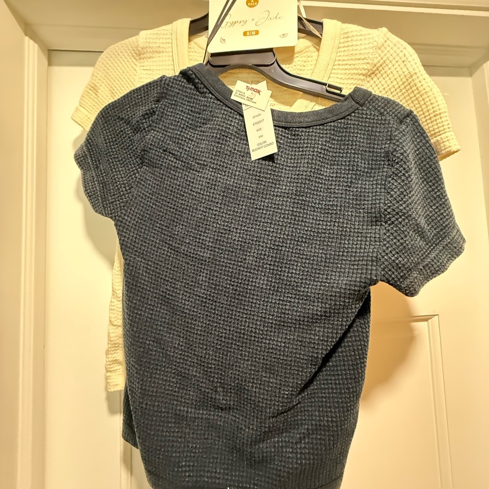 Black and Cream Women’s Waffle Knit Tops